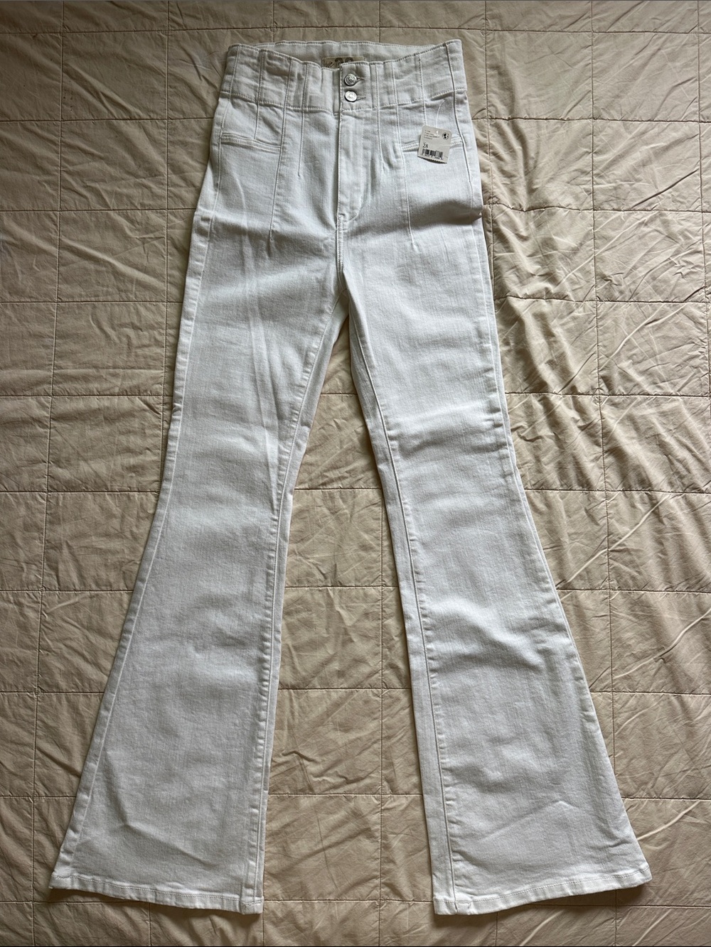 Free People White High-Rise Flare Jeans
